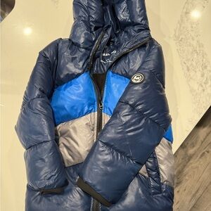 Kids Michael Kors Blue and Gray Puffer Jacket
